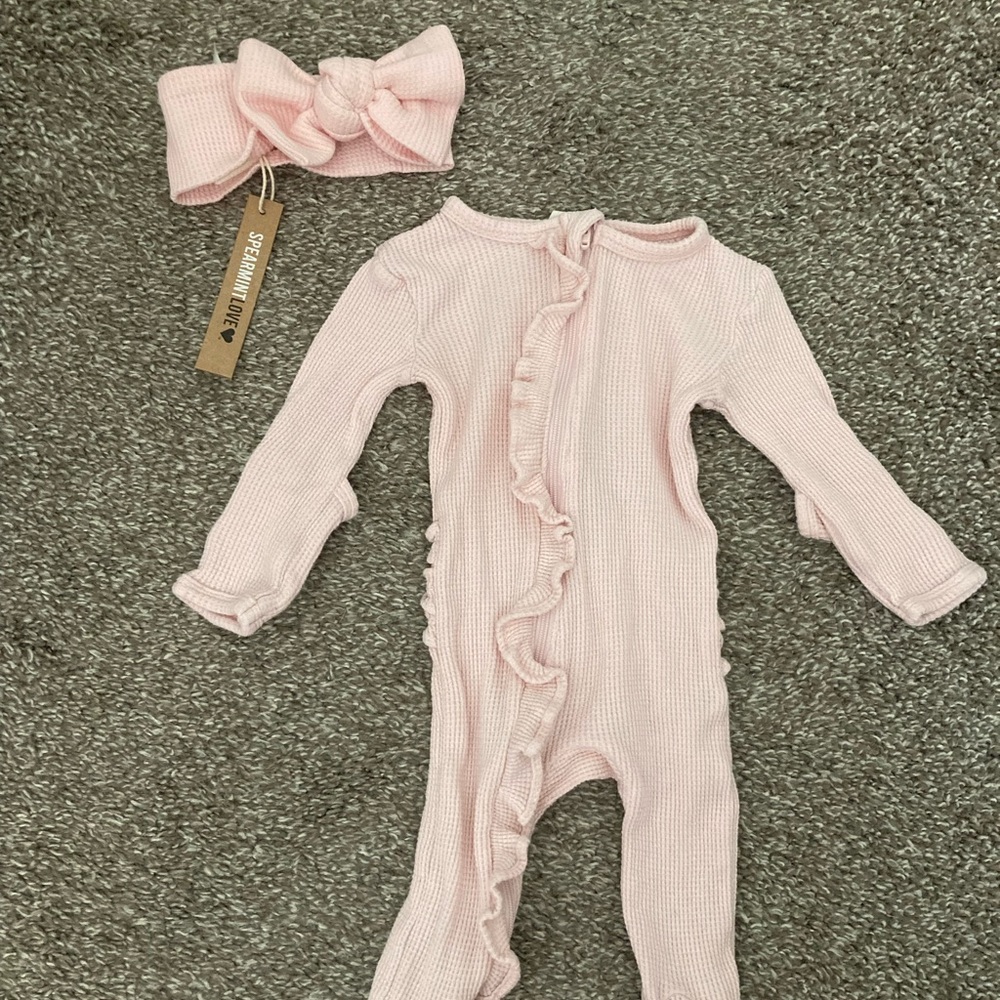 Spearmint Love Footie Sleeper and Headbow